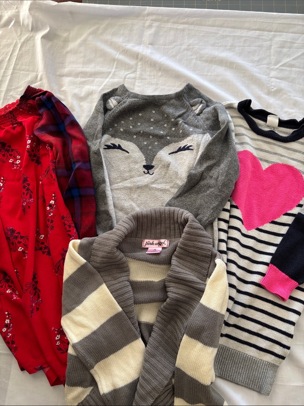 Bundle of Girls knit dresses and cardigan